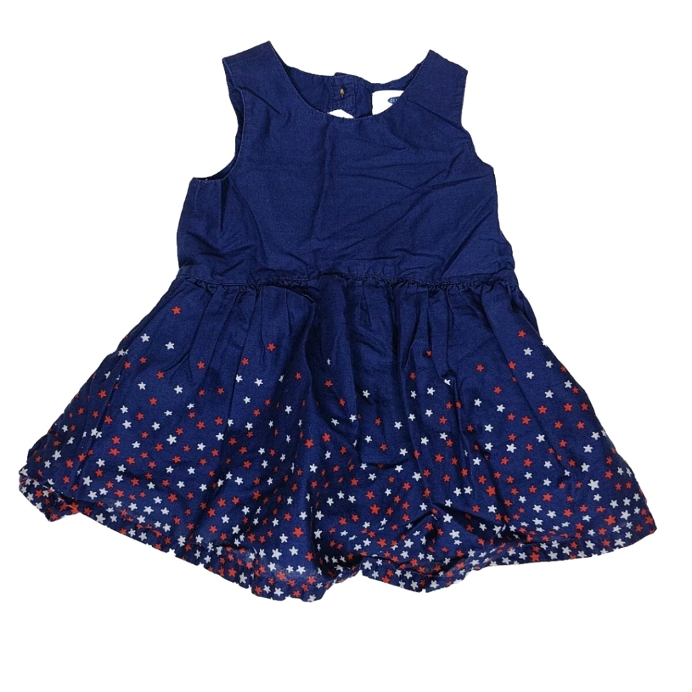 Old Navy Baby Girl 18-24 Month Dress Red White Blue Stars Americana USA Patrioti
